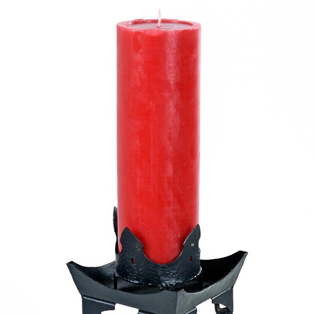 Gothic Iron Chain Link Free Standing Floor Candleholders, Set of 2 For Sale - Image 6 of 9