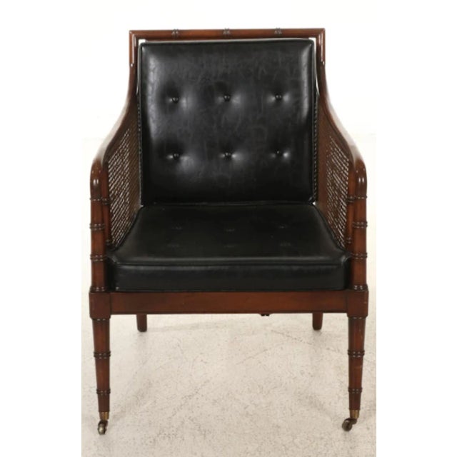 Wood Hickory Chair Company Faux Bamboo Campaign Chair and Ottoman For Sale - Image 7 of 12