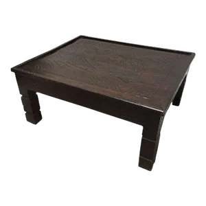 Moroccan Berber Table With Carved Tribal African Designs