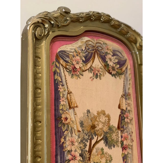 19th Century Louis XV Regency Gilded Screen and Fire Screen with Tapestries - A Pair For Sale In New York - Image 6 of 11