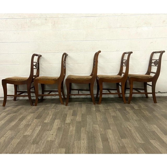 Wood Vintage Duncan Phyfe Regency Style Dining Chairs - Set of 5 For Sale - Image 7 of 10