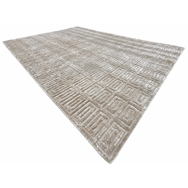 Rh Rajouri Silk & Wool Rug – 9' × 12' Sand | Hand-Knotted Silk & Wool | Hand-Carved | Made in Nepal For Sale - Image 12 of 18