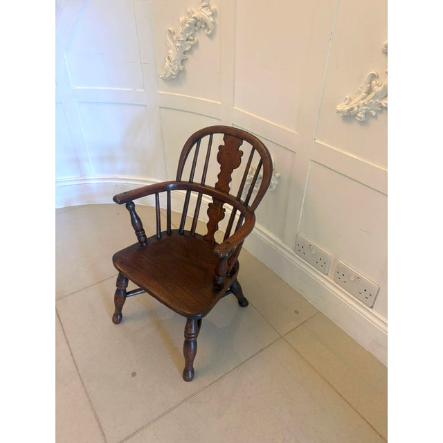 Brown Antique Georgian Elm Children's Windsor Armchair, 1800 For Sale - Image 8 of 13