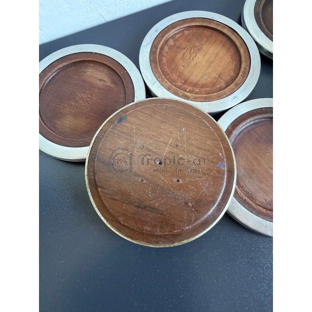 Jean Dobré Jacaranda and Stainless Steel Coasters for Tropic-Art - Set of Six For Sale - Image 11 of 12