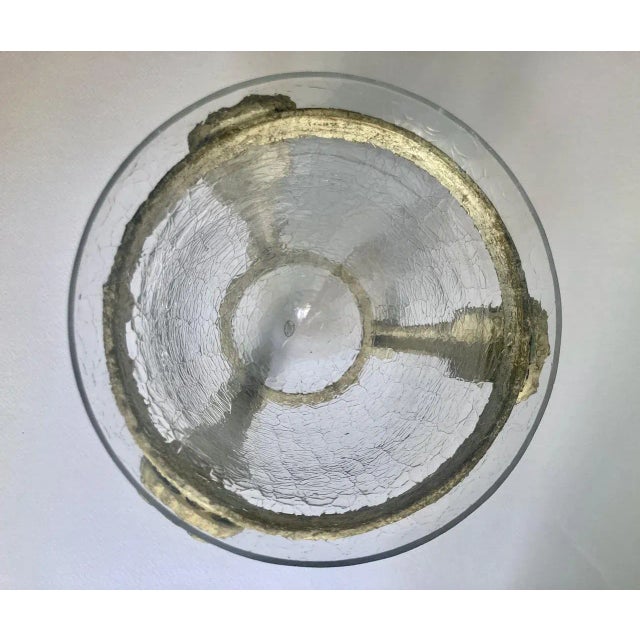 Off White Metal Urn Vase With Crackle Glass Insert, 1980's For Sale In New York - Image 6 of 12