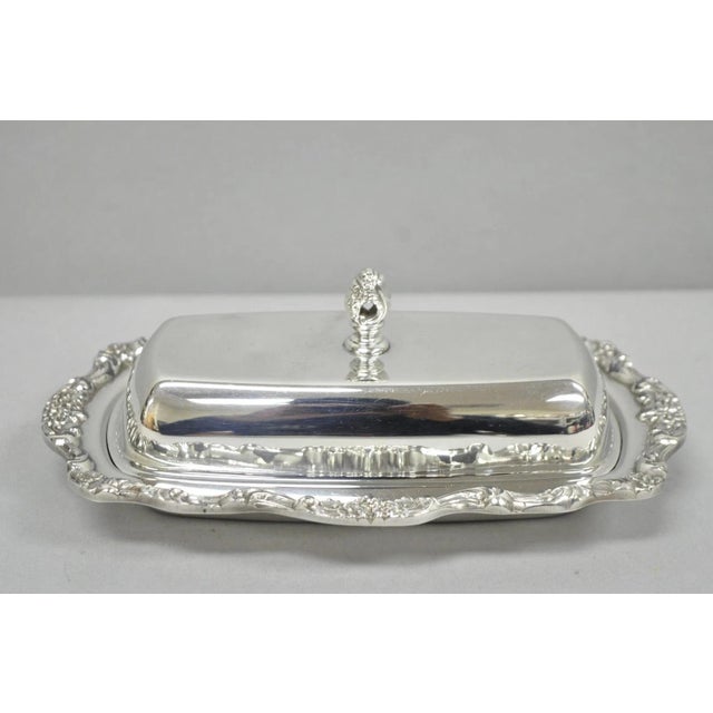 Vintage Lancaster Rose Poole Silver Plated Covered Butter Dish W/ Glass Liner For Sale - Image 11 of 11