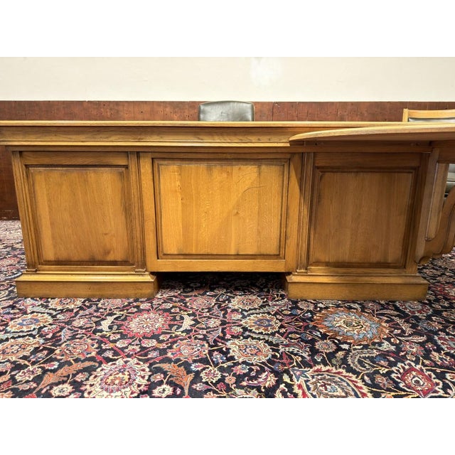 Wood English Desk Set with Conference Table, Set of 4 For Sale - Image 7 of 18