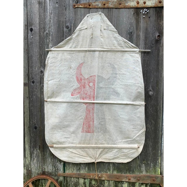Native American Real Vintage Hand Painted Tipi Door Stylized Buffalo Native American Teepee For Sale - Image 3 of 9