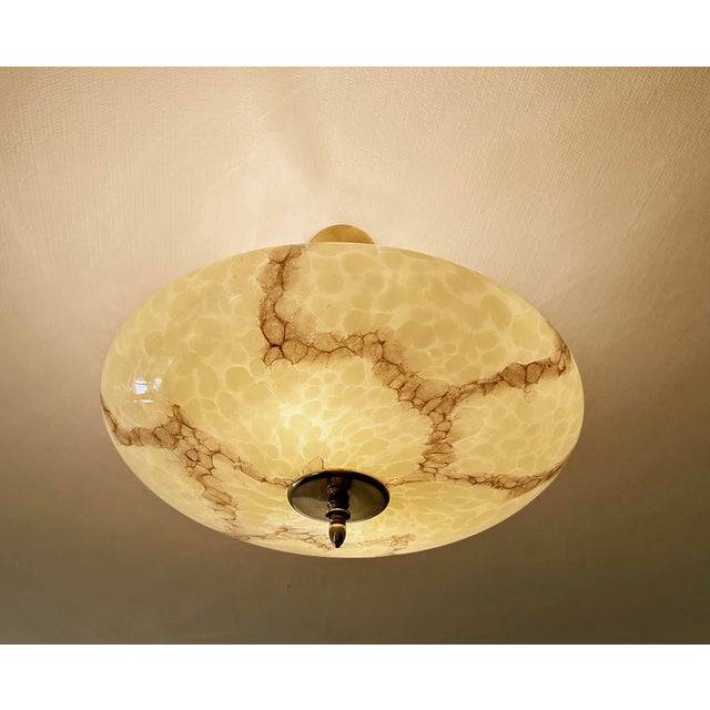 Art Deco Pendant Light in Marble Glass, 1930s For Sale - Image 4 of 17