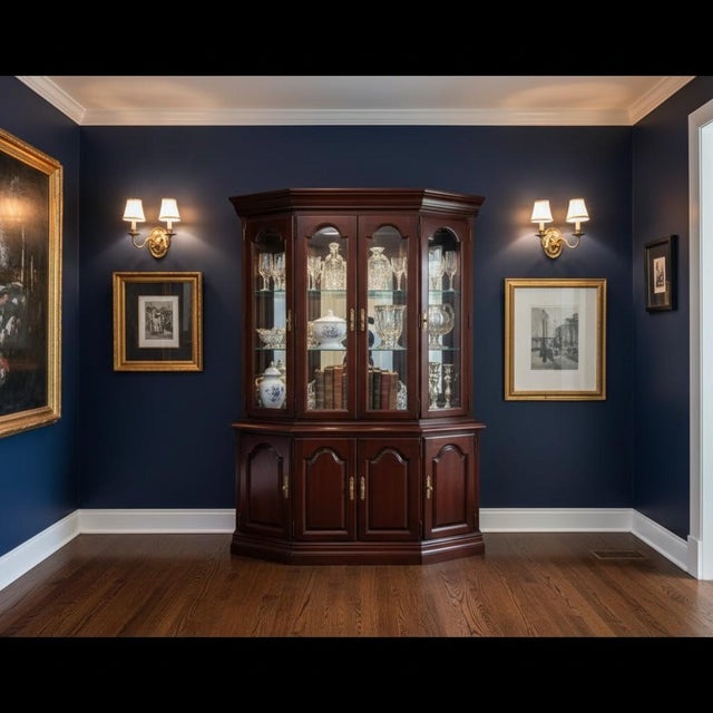 Late 20th Century Broyhill Cherry China Cabinet-Lighted Mirrored Curio Hutch-2 Piece-Display-Glass For Sale - Image 10 of 11