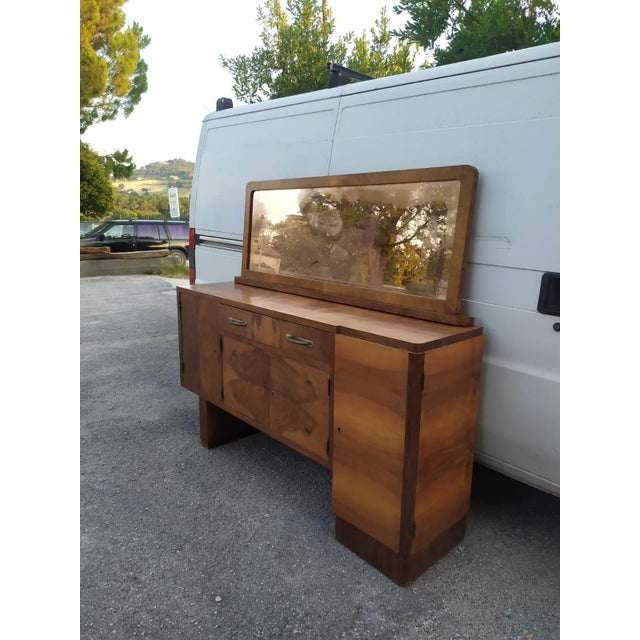 Art Deco Italian Credenza in Walnut with Mirrors For Sale - Image 9 of 18