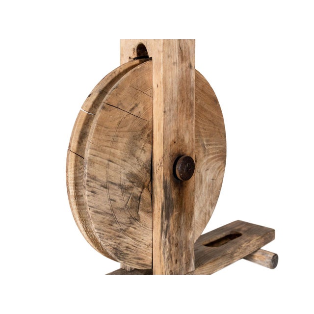 Rustic Antique Wooden Table Lamp For Sale - Image 3 of 5