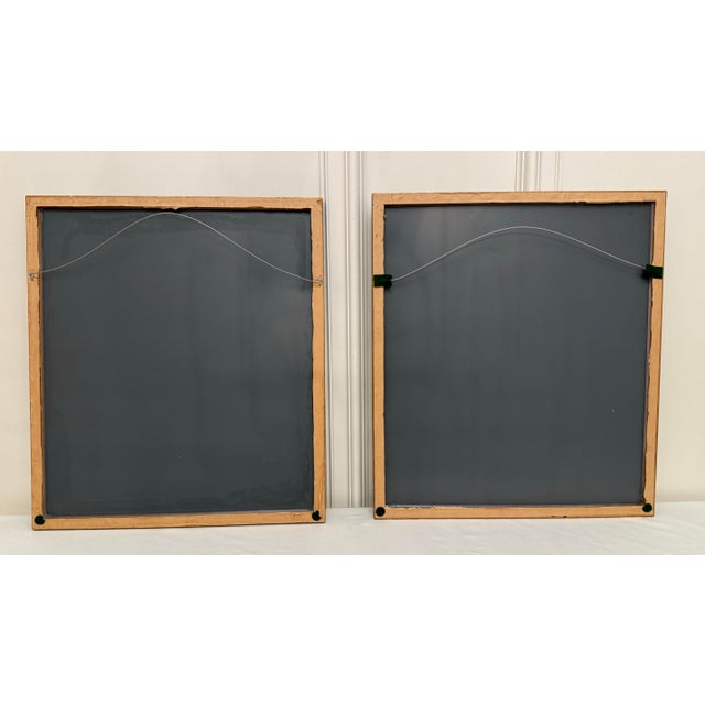 Rococo Revival Ebonized Black & Gold Square Wood Mirrors, a Pair For Sale - Image 9 of 9