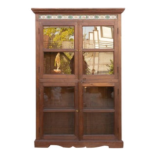Large British Colonial Glass Display Cabinet For Sale