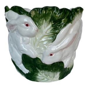 Vintage Marshall Fields Planter With Cabbage and Bunnies