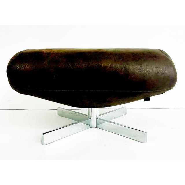 Edra Chiara Model Ottoman, Lounge Chair With Chrome Bases, Supple Leather, Setof 2 For Sale - Image 12 of 18