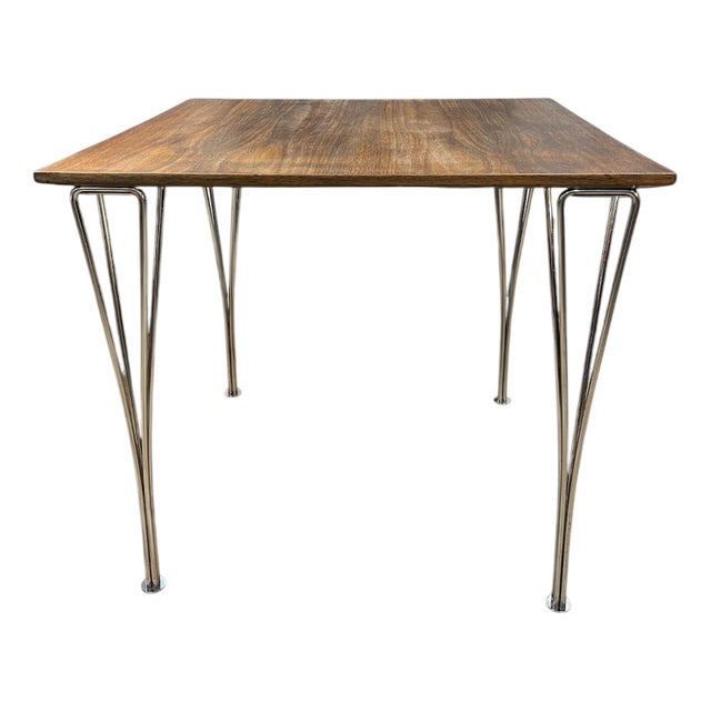Scandinavian Industrial Teak Table by Piet Hein and Bruno Mathsson for Fritz Hansen, Denmark, 1980s For Sale