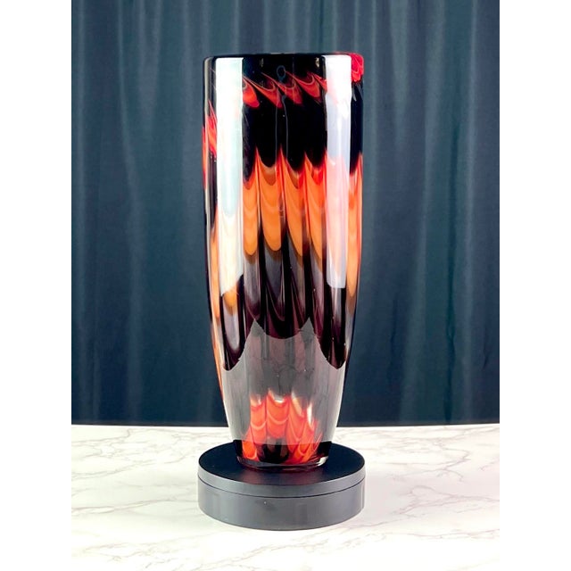 Mid 20th Century Murano Fratelli Toso Cased Art Glass Pulled Feather (Fenicio) Flame Vase - 13.75" For Sale In Portland, OR - Image 6 of 12