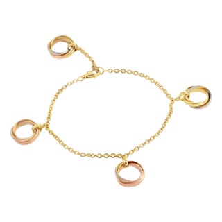Cartier Trinity 18k Tricolor Gold 4 Rolling Charms Bracelet w/Cert For Sale
