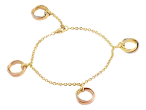 Cartier Trinity 18k Tricolor Gold 4 Rolling Charms Bracelet w/Cert