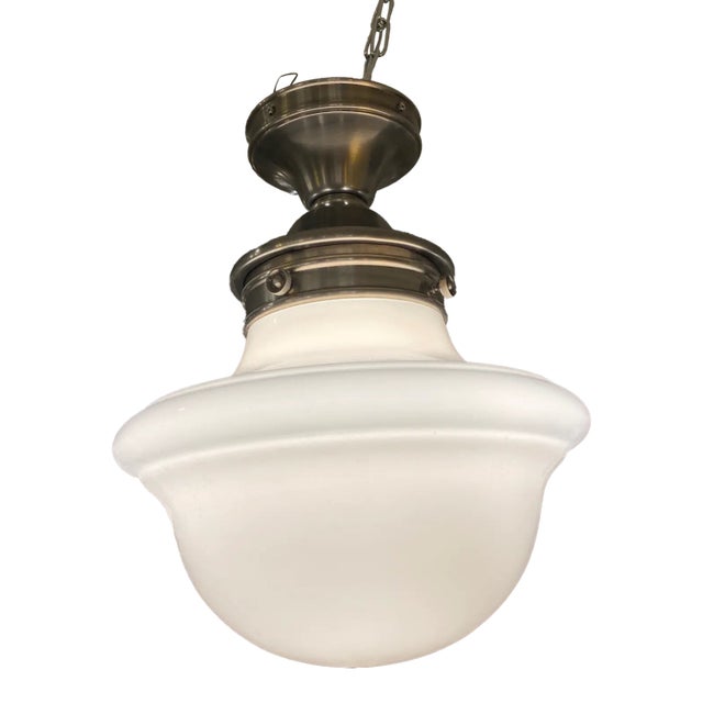 Visual Comfort School House White Semi-Flush Pendant For Sale