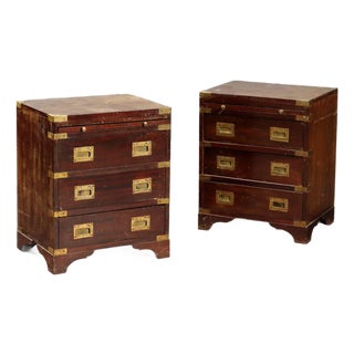 Navy Style Mahogany Nightstands, Set of 2 For Sale