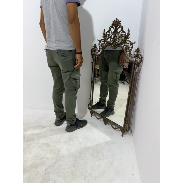 1950s Large Mid-Century Italian Brass Mirror, 1950 For Sale - Image 5 of 10
