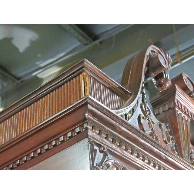 Wood Early 1900s Carved Walnut Durfee Case Elliot Movement 5 Tube Grandfather Clock For Sale - Image 7 of 13