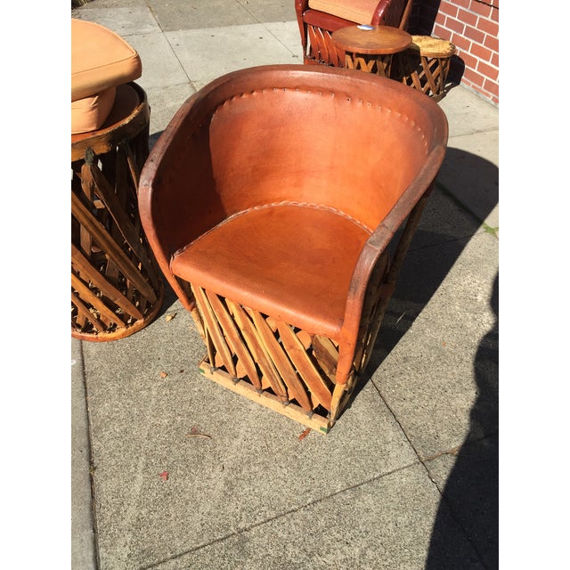 Vintage Mexican Equipale 2 Leather Barrel Chairs & Table Chairish