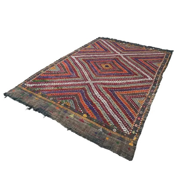 Traditional Turkish Kilim Rug ,Vintage Anatolian Turkish Kelim 295 X 197 Cm, 1930s For Sale - Image 3 of 11