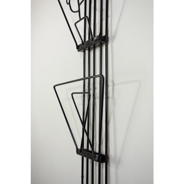 Metal Mid-Century Modern Black Iron Wall Magazine Rack, 1950s For Sale - Image 7 of 9