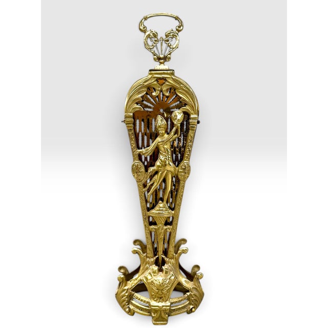 Vintage Art Deco Figural Brass Peacock Folding Fireplace Screen, Circa 1925. For Sale In West Palm - Image 6 of 9