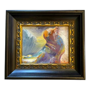 Original, Seal, Sea Lion Oil Painting, Wood Framed, by Van Ness