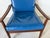 1960s Mid Century Ib Kofod Larsen Style Scandinavian Lounge Chair With Blue Leather Cushions For Sale - Image 5 of 18