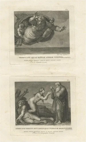 Separation of Land from Sea and the Creation of Eve, 1780, Paper
