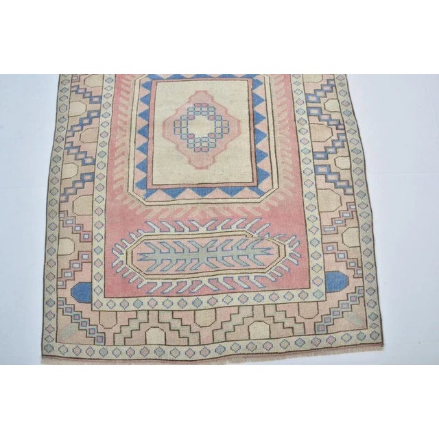 Wool Faded Handmade Floro Small Carpet For Sale - Image 5 of 11