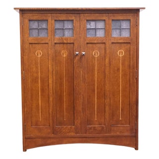 Stickley Furniture Harvey Ellis Solid Cherry Arts & Crafts Mission Style 51" Media Cabinet 89-1146 - #32 Onondaga Finish For Sale