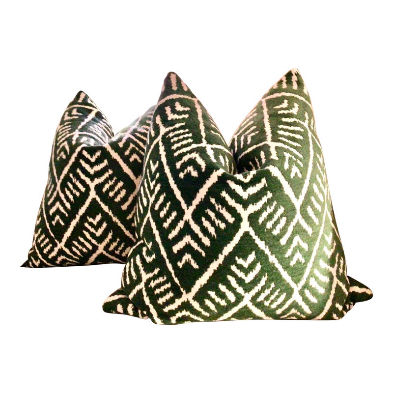 Thibaut Tahoe In Forest Green Pillows - A Pair