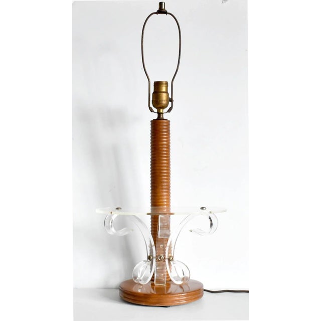 Mid-Century Modern Wood & Acrylic Shelf Table Lamp For Sale - Image 11 of 11