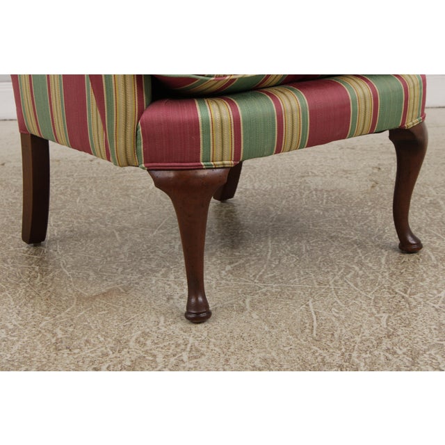 Queen Anne Upholstered WIng Chair W. Down Cushion For Sale - Image 11 of 15