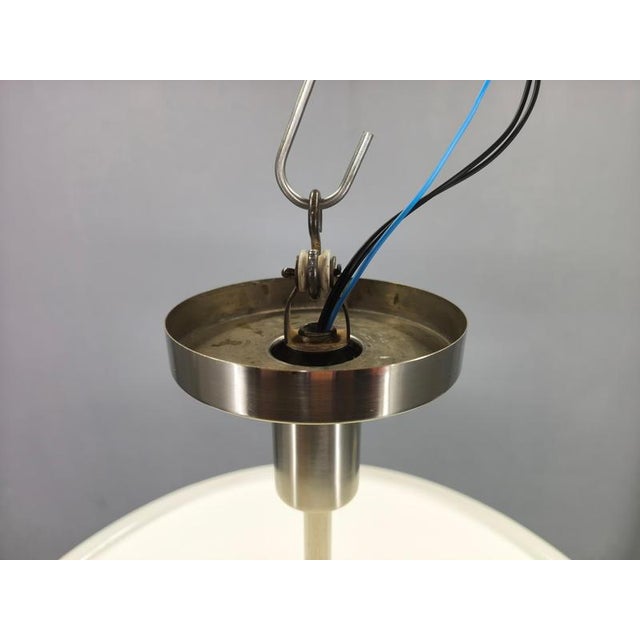 Metal Bauhaus Indirect Pendant Light in Nickel, Czechoslovakia, 1930s For Sale - Image 7 of 9