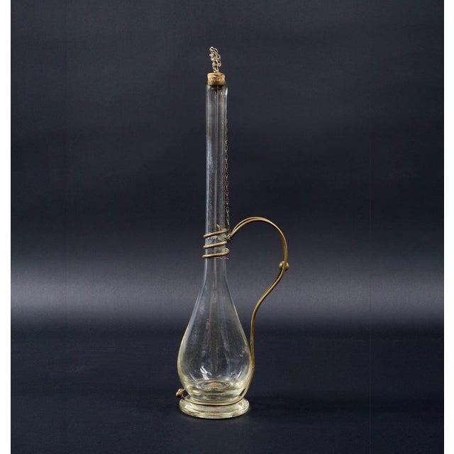 Vintage Brass and Hand Blown Glass Decanter, 1890s For Sale - Image 6 of 6