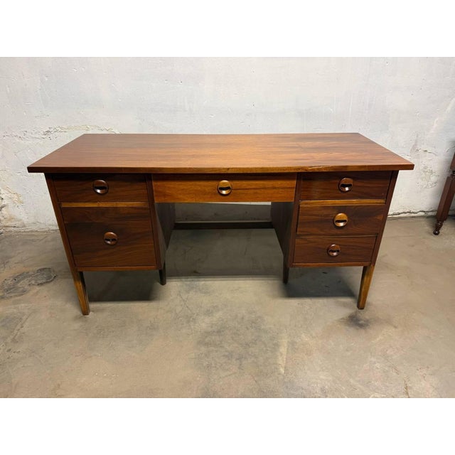 Mid-Century Modern Mid Century Modern Walnut Writing Desk by Stanley Furniture For Sale - Image 3 of 18