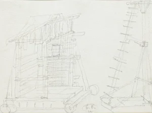 Eugène Berman, Theatrical Scene, Original Drawing in Pencil, 20th-Century