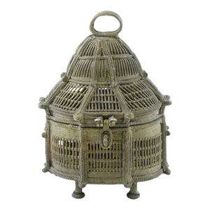 Antique Bronze Far East Covered Basket