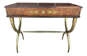 1950s French Restauration Style Desk on Brass Base