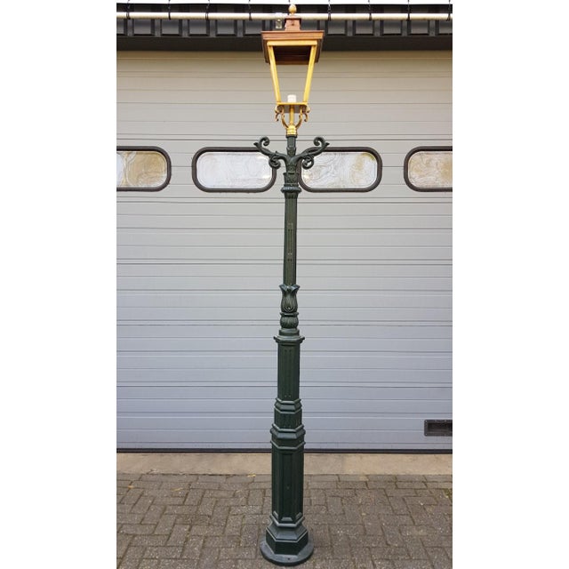 Cast Iron Lamp Post M2 with Copper Square Lantern For Sale - Image 6 of 6