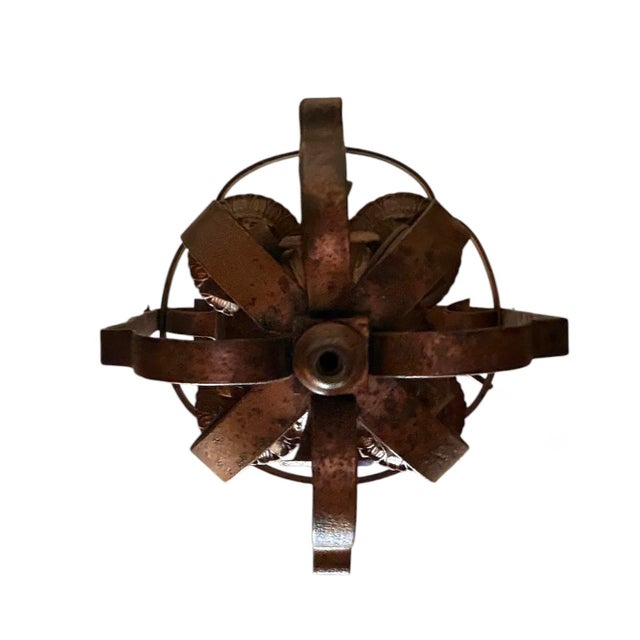 Spanish Revival Early 20th Century Copper and Bronze Gilt Spanish Revival Lantern Chandelier For Sale - Image 3 of 12