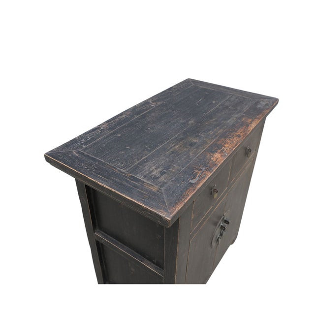 1900 - 1909 Antique Chinese Painted Elm Hall Cabinet For Sale - Image 5 of 5