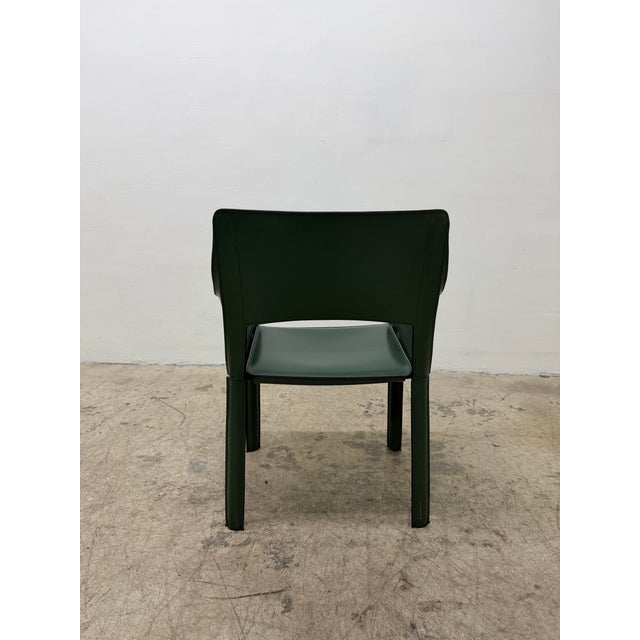 Forest Green Mid-Century Brazilian Modern De Couro Leather Dining Armchairs - Set of Four For Sale - Image 8 of 17